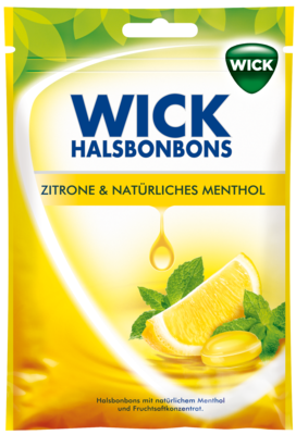 WICK Zitrone & natürliches Menthol Bonb.m.Zucker